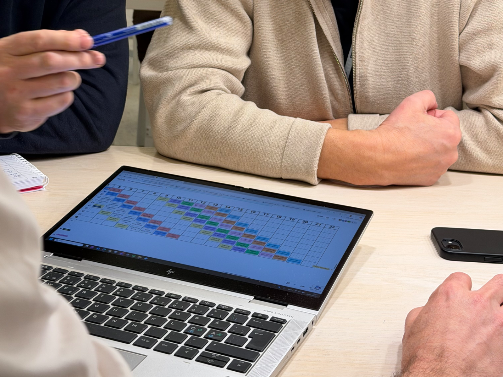Deltakere jobber med taktplan på skjerm